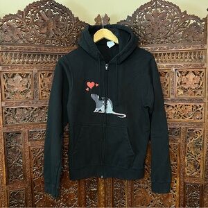 Rat Lover Hoodie Small Black Zip Up Hoodie Pet Rat Graphic Port & Company